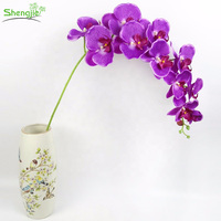 Wholesale home decor 8 heads silk artificial orchid flowers stems