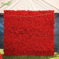 Artificial Red Rose Wedding Flower Wall